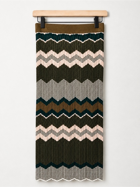 Ronny Kobo Collection Dresses & Skirts - Ronny Kobo Chevron Knit Midi Skirt Multicolor Pointelle Stretch Size M